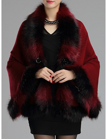 Casual Warn Bats Sleeve Women Faux Fur Coats