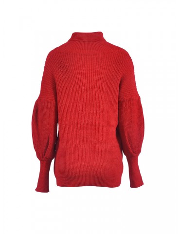 Solid Color Loose High Collar Long Sleeve Casual Sweater