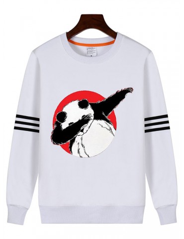 Casual Panda Print O-neck Sweatshirts for Women