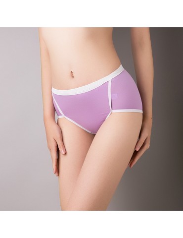 Patchwork Cotton Mid Waist Comfortable Physiological Underpants Panties