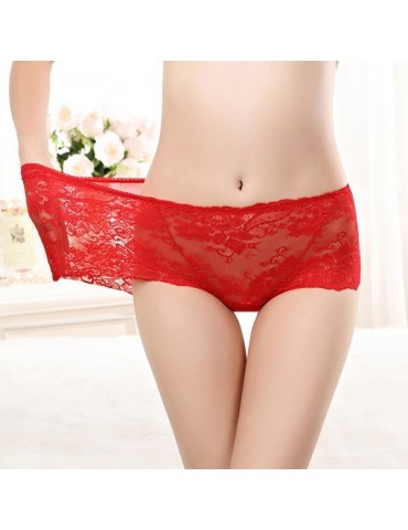 Sexy Hollow Out Lace Breathable Stretchy Mid Waist Panties For Women