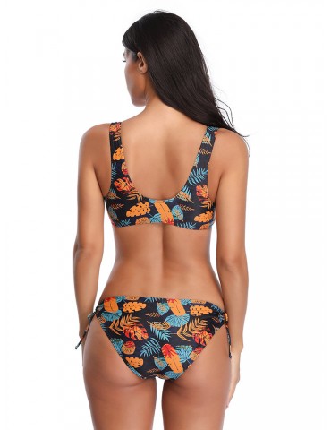 Sexy Swimsuits Print String Bottom Low Waist Bikinis For Women