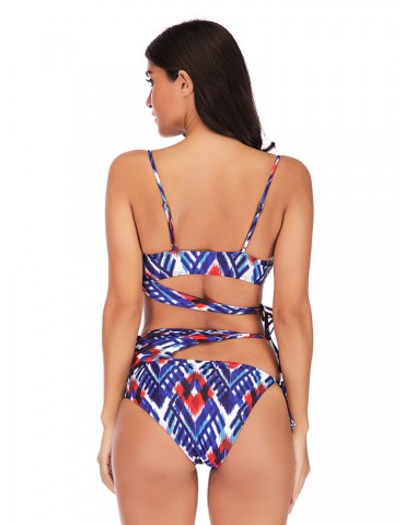 Sexy Print Bandage Two -ways Wear Wireless Bikinis