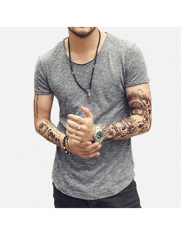 Mens Casual O Neck Short Sleeve Cotton Loose T shirt