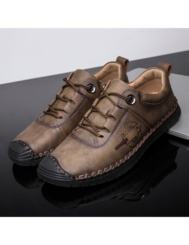 Large Size Men Hand Stitching Leather Anti-collision Non-slip Casual Shoes