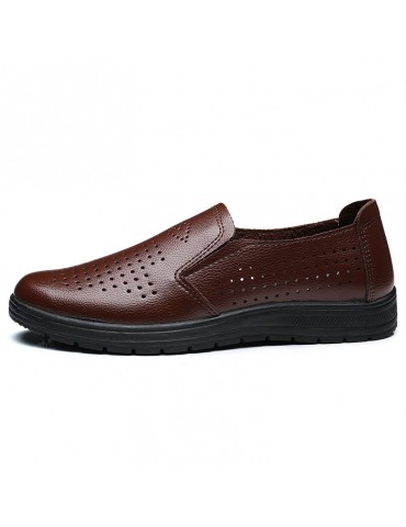 Men Hollow Out Breathable Soft Sole Slip On Casual Shoes