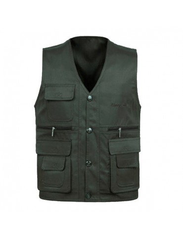 Outdoor Sport Fishing Reversible Pure Cotton Multi Pockets Vest for Men