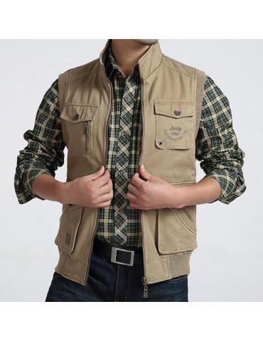 Plus Size Casual Outdoor Washed Double Sided Wear Multi Functions Vests for Men