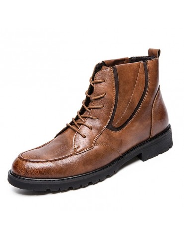 Men Vintage Elastic Band Splicing Outdoor Style Wearable Work Boots