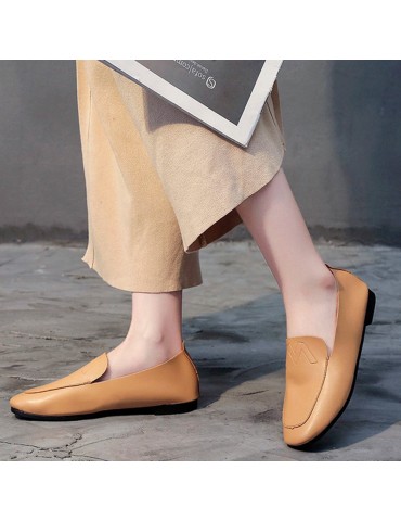 Women Daily Casual Square Toe Slip On Flat Loafers