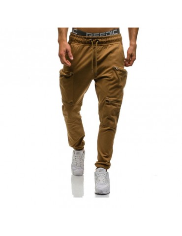 Mens Fitness Running Jogger Pants Drawstring Elastic Waist Slim Fit Casual Pants