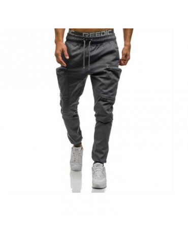 Mens Fitness Running Jogger Pants Drawstring Elastic Waist Slim Fit Casual Pants