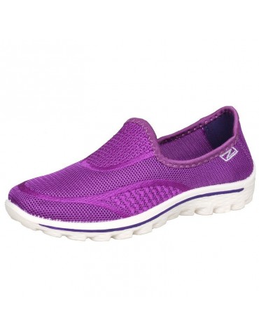 Women Athletic Mesh Round Toe Slip On Casual Sneakers