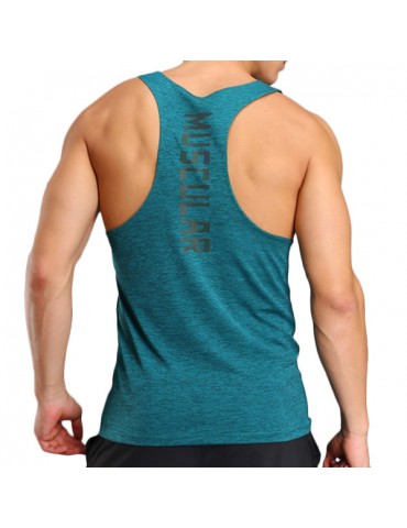 Mens Quick Dry Perspiration Printed Fitness Jogging Sport Tank Tops