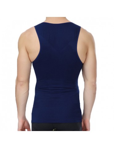 Mens Sexy High Elastic Fat Burning Body Sculpting Waist Tummy Tuck Skinny Fit Sport Tank Tops