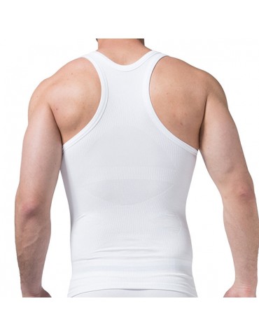 Mens Sexy High Elastic Body Sculpting Fat Burning Waist Tummy Tuck Skinny Fit Sport Tank Tops