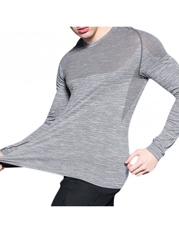 Mens Super Elastic Breathable Quick-drying Sports Running Training Casual Skinny Tops