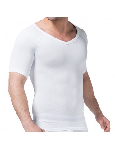 Body Shaper Fitness Abdomen Tummy Slim Sport High Elastic V-Neck T-shirt for Men