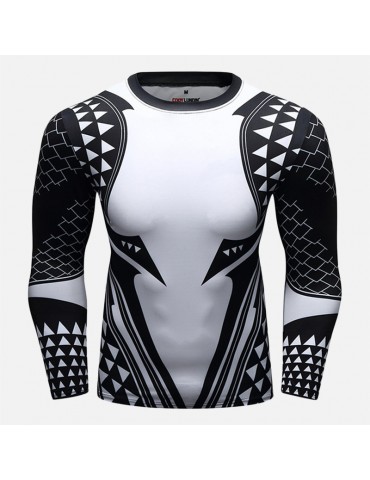 Mens Slim Fit Compression Long Sleeve O-neck Men's Running Training Tops