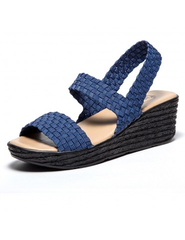 Elastic Wedge Heel Knitting Sandals