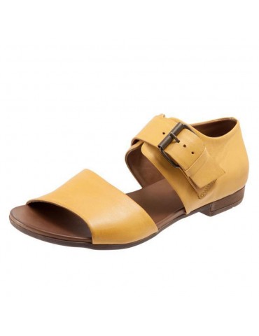 Big Size Female Casual Solid Color Buckle Flat Sandals