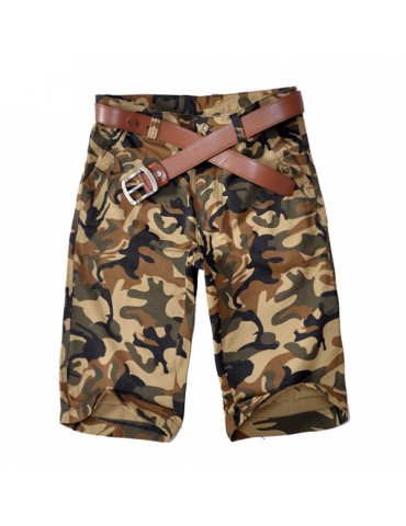 Mens Summer 100%Cotton Breathable Camouflage Knee Length Casual Shorts