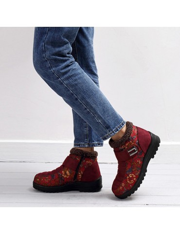 Flower Hook Loop Metal Ankle Warm Retro Platform Boots