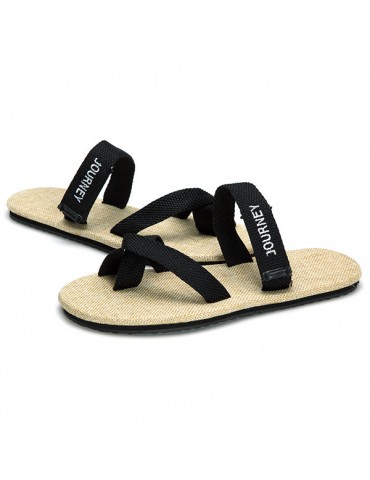 Big Size Flax Hook Loop Clip Toe Beach Casual Sandals