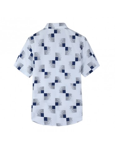 Plus Size Printing Plaid Short Sleeve Shirts For Men