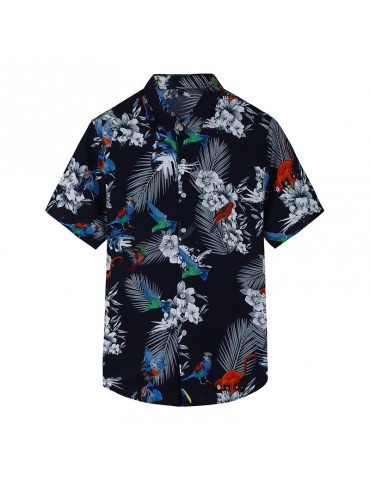 Loose Big Size Hawaiian Printing Short Sleeve Summer Shirt for Men