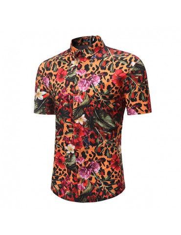 Short Sleeve Flower Printing Summer Hawaiian Shirt for Men