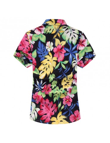 Plus Size Seaside Printing Flowers Printing Hawaiian Shirts for Men