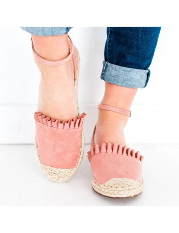 Big Size Women Comfy Straw Stitching Strappy Buckle Espadrille Sandals