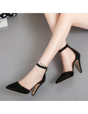 Cool Solid Pointed Toe Zipper Stiletto Pumps