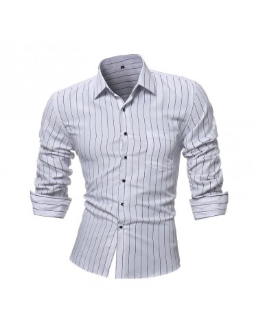 Stripes Printing Slim Long Sleeve Designer Shirts for Men