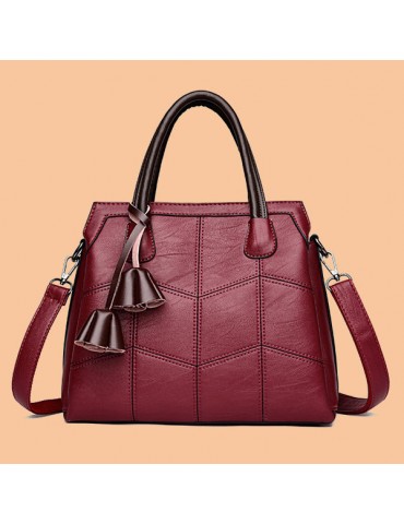 Women Stitching 3 Layer Handbag Large Capacity Solid Leisure Crossbody Bag