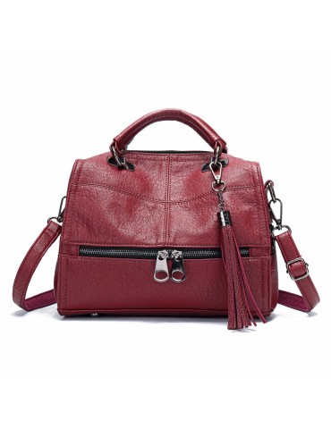 Women Soft Leather Solid Crossbody Bag Leisure Shoulder Bag