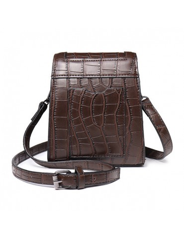 Women Crocodile Pattern Crossbody Bag PU Leather Solid Casual Shoulder Bag