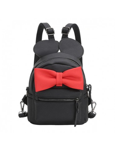 Women Cute Shape Contrast Bow Tie Embellished Backpack Multi-function Crossbody Bag