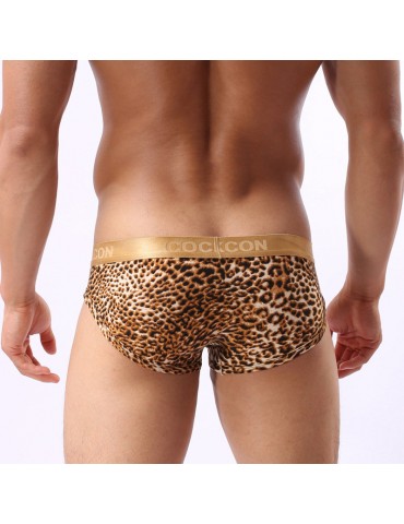 Mens Sexy Leopard Printing Breathable Ice Silk Boxers