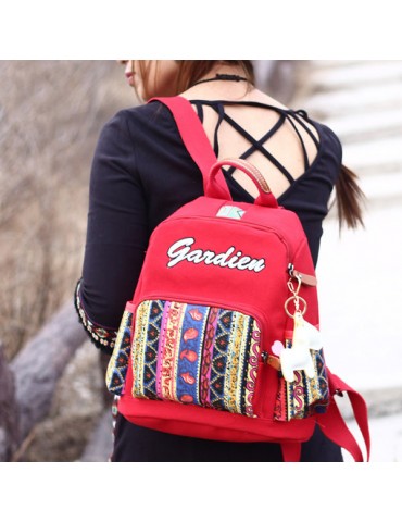 Canvas Embroidery Threads Diaper Bags Mommy Anti-theft Backpack For Women