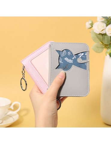 Women Cute Cat Pattern Card Holder Animal ID Wallets Coin Purse