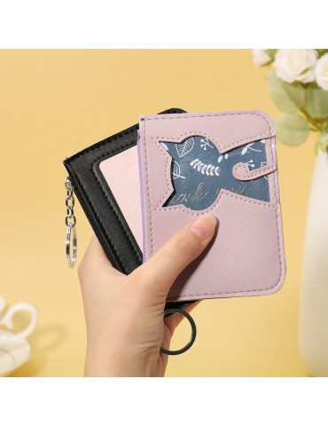 Women Cute Cat Pattern Card Holder Animal ID Wallets Coin Purse