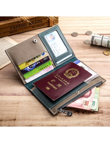 Women Men Genuine Leather Passport Storage Bag Card Holder Wallet