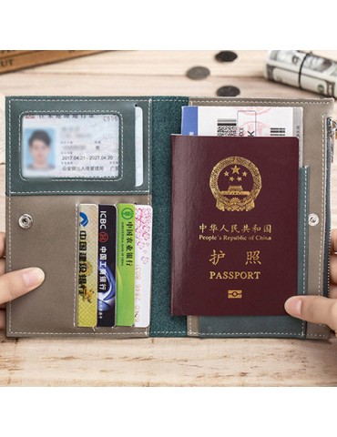 Women Men Genuine Leather Passport Storage Bag Card Holder Wallet