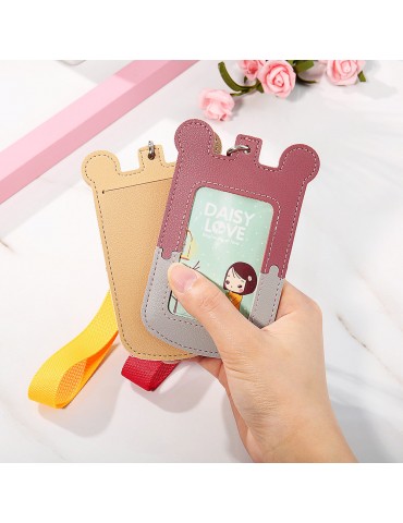 Women Cute Animal Card Holder Wallet Patchwork Purse Neck Bag