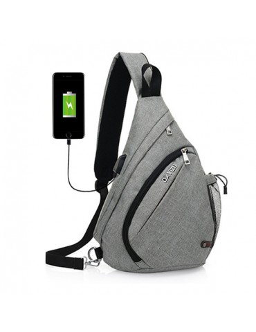 Multi Pocket Dacron Chest Bag Casual USB Socket Crossbody Bag Sling Bag For Women Men