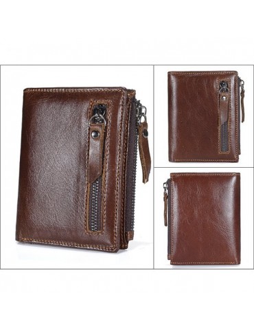 6 Card Holders Vintage Vertical Genuine Leather Coin Bag Wallet For Men