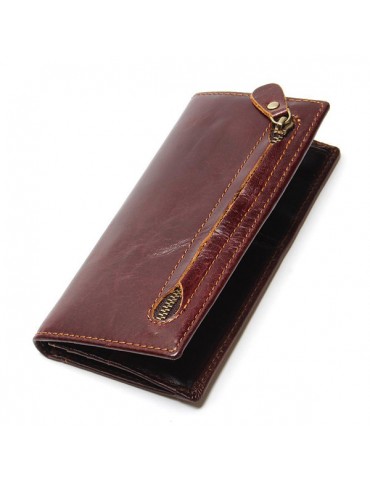 Men RFID Anti-magnetic Genuine Leather Long Wallet Card Holder Phone Bag