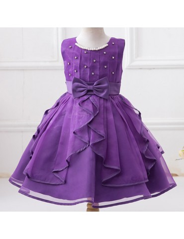 Diamonds Pearls Toddler Girls Kids Pageant Wedding Formal Princess Dress For 4Y-15Y